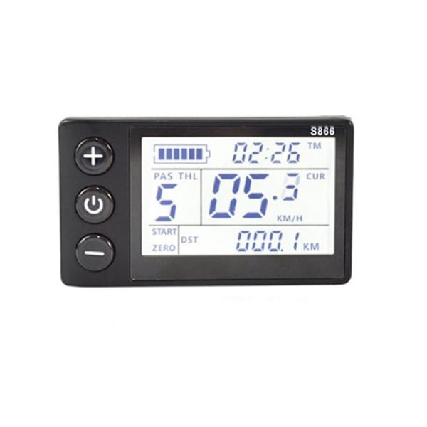 S866 Elektrisk Cykel LCD Display E-Bike Elektrisk Scooter Display Meter Kontrolpanel med Vandtæt Stik