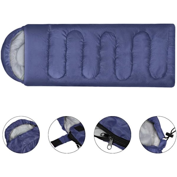 1 st sovsäck för vuxna, enkel sovsäck för vuxna för 3 årstider, lätt camping och vandring Navy Blue