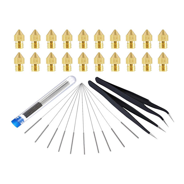 3D-printerdyser 20 stk. 0,4 mm MK8 messingdyser til For