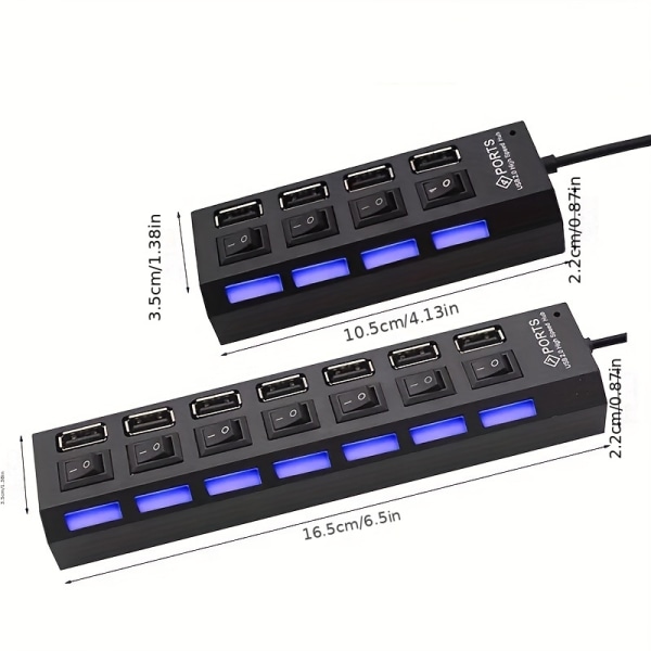 Höghastighets 4/7 portar USB HUB 2.0 adapter expander multi USB splitter multipel extender white 4-port