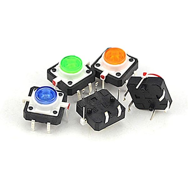 10 stk LED Momentary Tactile Tact Trykknappbryter 12mm x 12mm