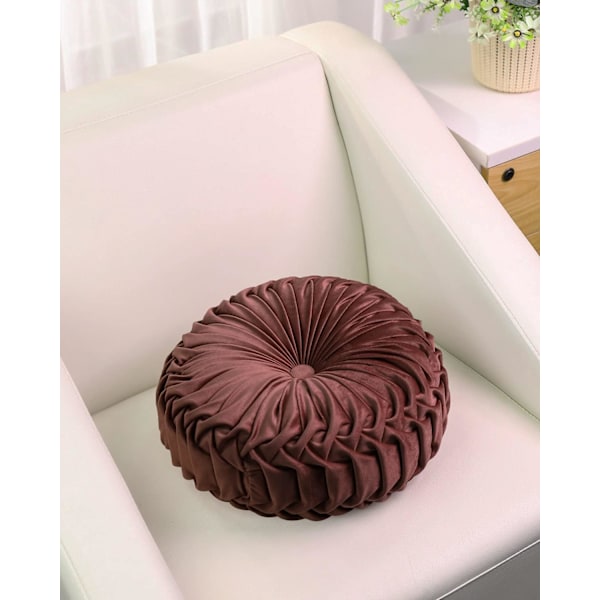 Dekorativ 3D Pumpa Rund Sammetskudde för Soffa, Dekorativ Kudde för Säng Stol, Golv 15\"X15\" Brun Brown 15"L x 15"W