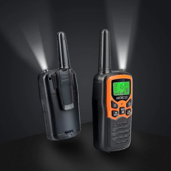 Kryc Walkie Talkies, Langdistanse Walkie Talkies for Voksne med 22 FRS-kanaler, Familie Walkie Talkie med LED-lommelykt Vox LCD-skjerm for Fotturer