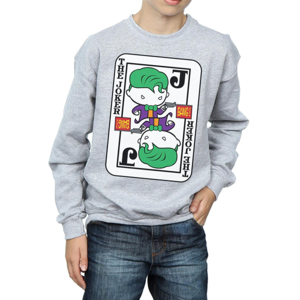 DC Comics Boys Chibi Joker Playing Card Sweatshirt 7-8 Years Sp Sports Grey Sports Grey 7-8 Years