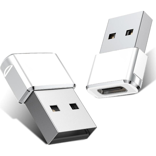 USB till USB C-adapter 2-pack, Typ C hona USB A hane-konverterladdare för Apple Watch Series 7 8, iPhone 11 12 13 14 15 Pro Max