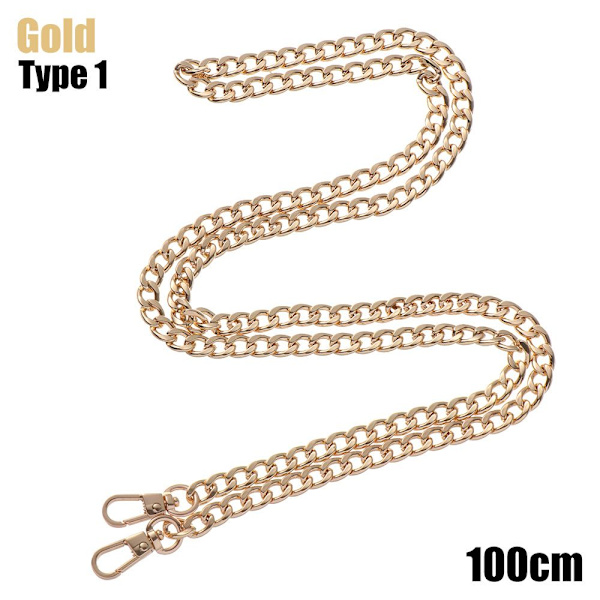 Veskekjede skulderreim stropper GULL 100 CM TYPE 1 TYPE 1 - på lager Gull Gold 100 cmType 1-Type 1