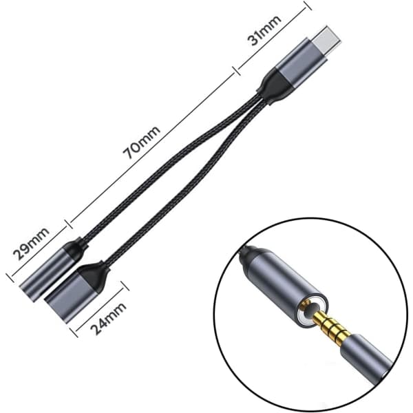 Galaxy USB C till 3,5 mm Jack Adapter, Typ C till 3,5 mm Aux Hörlursadapter