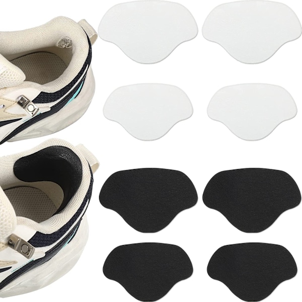 Sportsko med hull og nettingreparasjon, sko-lapper med selvklebende hælplaster for å forhindre at de faller av, svart black 4 pcs