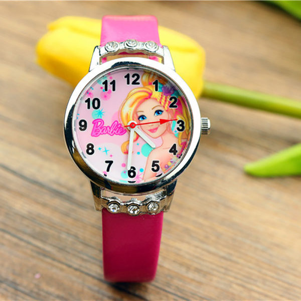 36MM Barbie Barnklocka Diamantklocka Mode Flickklocka Rose edited