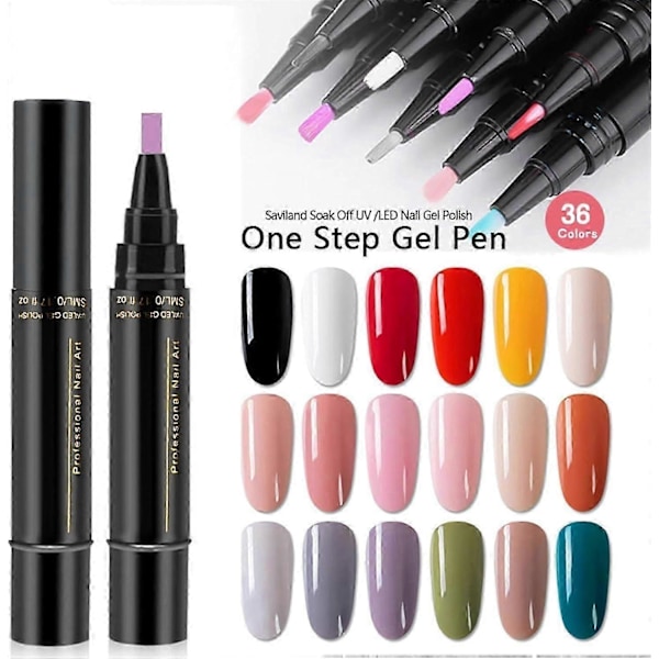 6 st Nagelackspennor, 36 Färger Nagelack Gel Penna 5ml, 3 i 1 Gel Nagelack Penna, Soak Off UV LED Nagelack Nagelverktyg för Kvinnor [qb] C