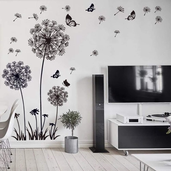 Wall Decals Black (165x130cm) In Butterfly Plants Branch Tree In Wall Decals for Living Room Bedroom Kitchen Office Adult Kids