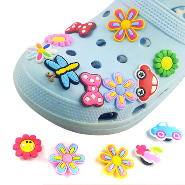 20 stk Crocs Jibbitz tilfeldig stil PVC e Cartoon sko sjarm for flerfarget One Size