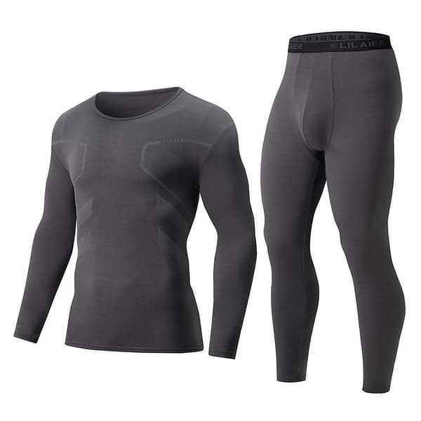 2-delt termoundertøjssæt til mænd, lange underbukser til efterår og vinter med turtleneck-top og bukser til voksne XL