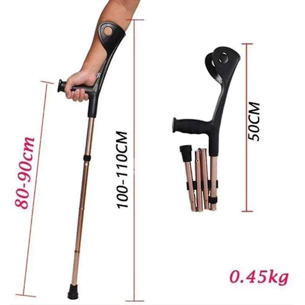 Fällbara armbågskryckor för vuxna, höjdjusterbar armkappa Momentum, bärbar