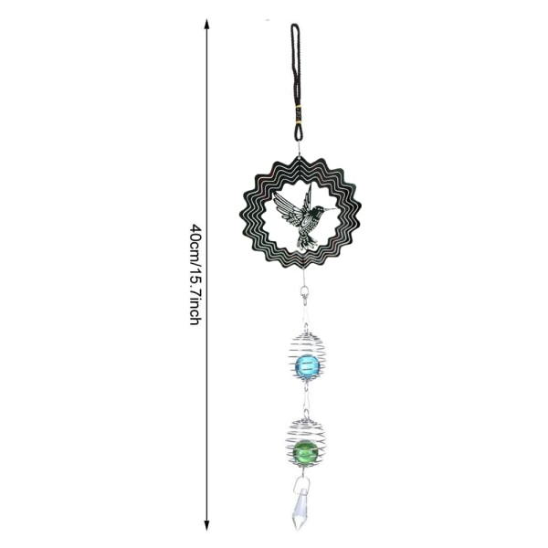 Vind Spinner Hängande med Glancing Ball Spiral Tail 360 Grader Spin Metall Vind Skulpturer Rostfritt Stål Stil Klockspel 3