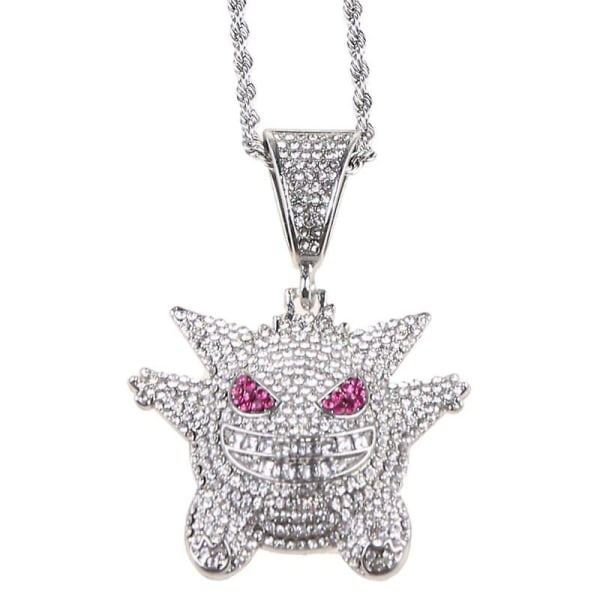 HHL Smykker Mænd Rock Punk Iced Out Shiny Cz Diamant Maske Gengar Vampyr Tyr Pendant Halskæde