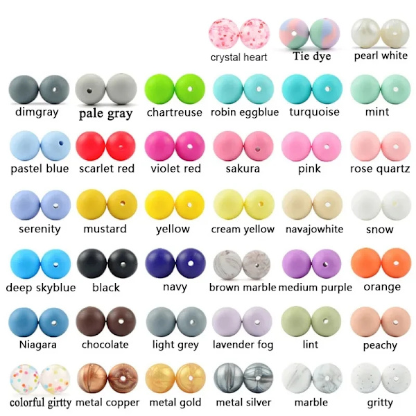 50 stk./parti silikoneperler 9/12/15MM perler til smykkefremstilling armbånd DIY suttekæde halskæde smykketilbehør mix color 12mm