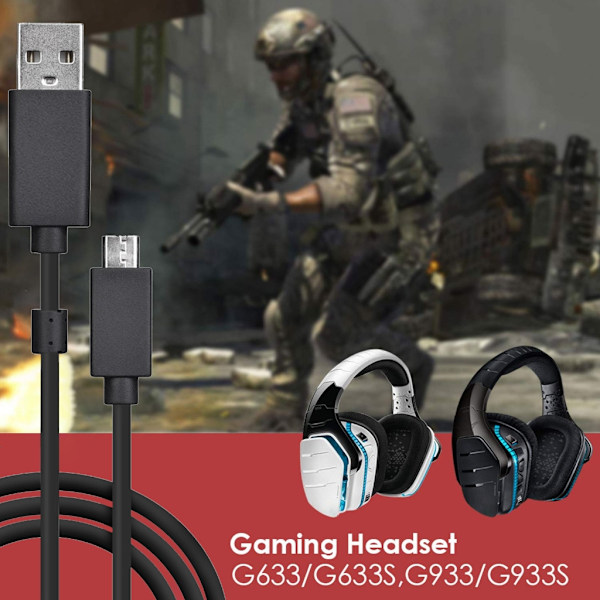 Headset-kabel USB-forlengelseskabel gjelder for G635 G633 G933 G935 G633S G933S Gaming Headset