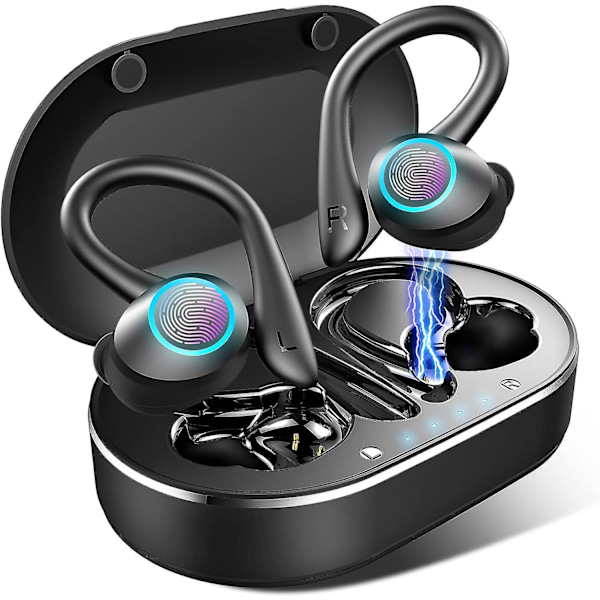 Bluetooth-hovedtelefoner Sport, In-Ear-hovedtelefoner Trådløse Bluetooth 5.1 Trådløse Hovedtelefoner med HiFi-stereolyd, Ip7 Vandafvisende In-Ear-hovedtelefoner til Microp