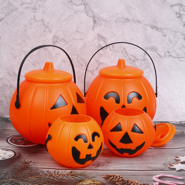 Halloween fest rekvisitter Plast græskar spand Dekorere Halloween Orange Orange 18*18*16CM