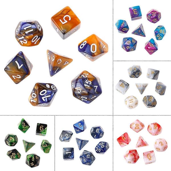 7 stk./sett Akryl Polyhedral Terninger For TRPG Brettspill D4-D20{h} Red and white