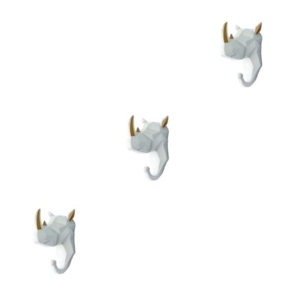 1/2/3/5 Kestävä ja vahva eläinpään avaimenkoukku yksinkertaiselle valkoiselle kullalle (sarvikuono) White gold (rhino) 3 Sets