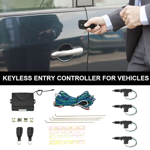Fjärrkontroll Centrallås Nyckellöst System Bildörrlås Dörrfönster Kontroll Kit Universellt Bilalarm Anti-Stöld System 5PCS