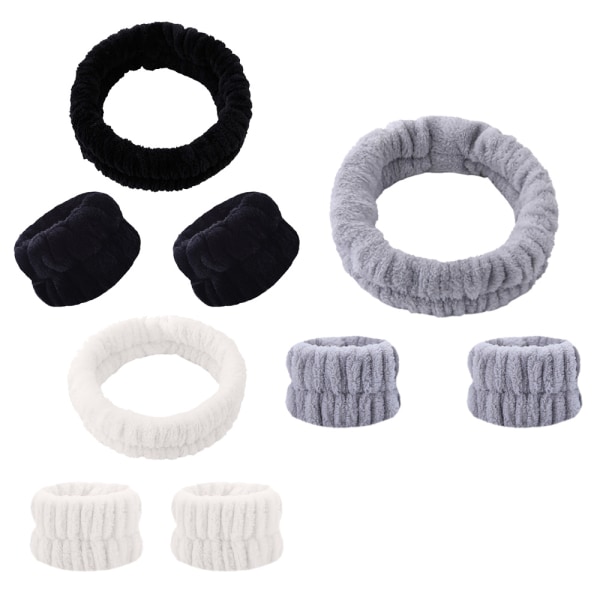 3 Set Reusable Spa Headband Wrist Wash Band Set