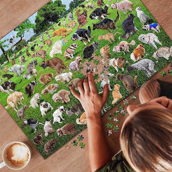 1000 bitars pussel, 101 bajsande valpar pussel, hundar bajs pussel, roliga julklappar halloween present hundbajs pussel