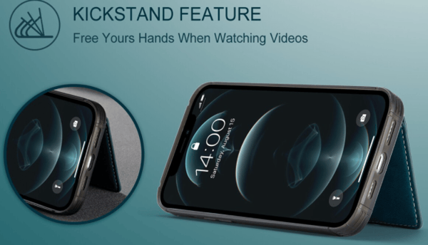 JEEHOOD 3i1 foldbar pung etui til iphone 12 | sort