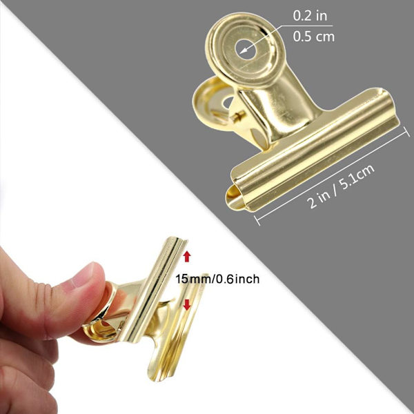 10-pak 2-tommer rustfrit stål binderclips store bulldog metal/