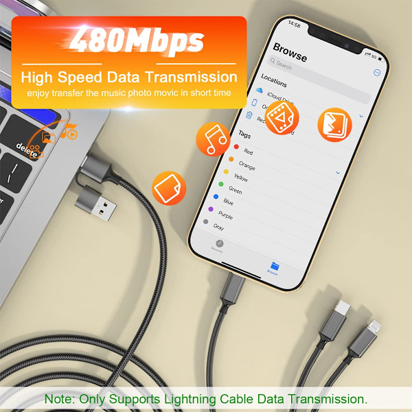 3M Multi Fast 4-in-1 monitoiminen nailonkaapeli USB/C