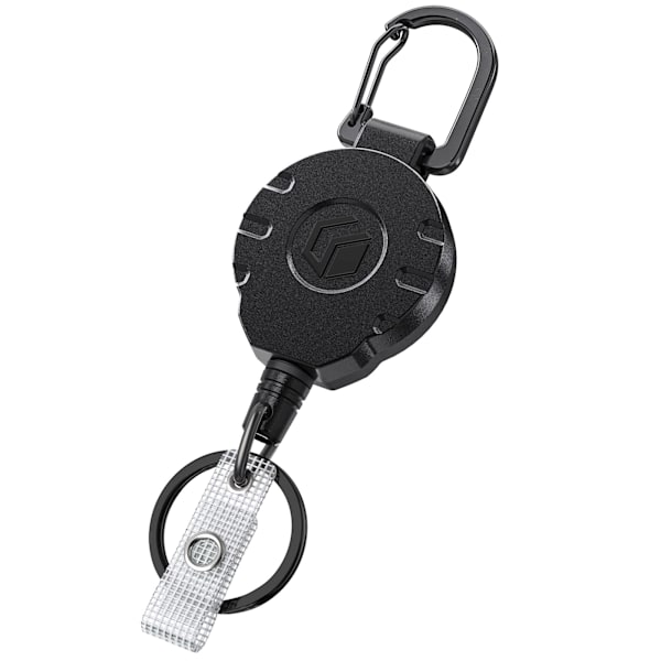 Uniclife utdragbar nyckelring med ID-korthållare - rostfritt stålfjäder, 80 cm stålkabel, karbinhake och nyckelring, upp till 226 g Pcs