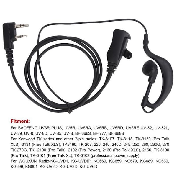 HURRISE walkie talkie headset Walkie Talkie Earpiece K Headset Headset Clip Headset för BAOFENG UV3R PLUS UV5R UV5RA UV5RB UV5RD