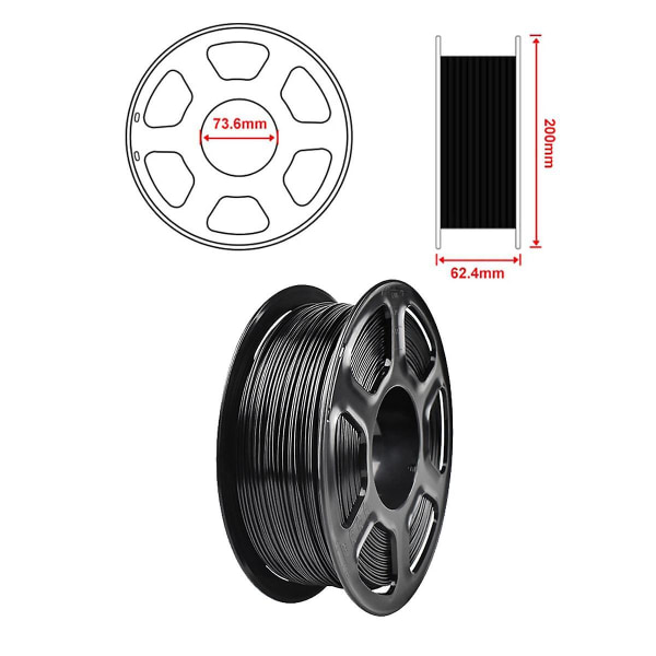 3D-skriverfilament, Petg-filament, 1,75 mm filament for 3D-skriver 1 kg spole Petg rød