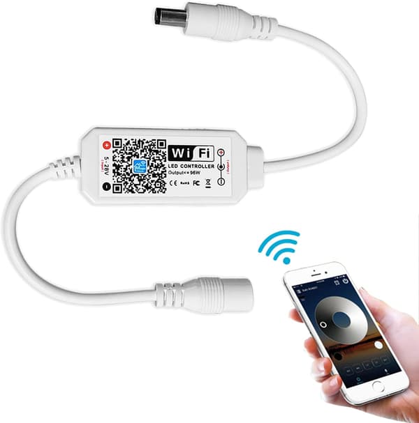 Trådlös dimbar LED-listkontroll varmvit/kallvit styrd av WiFi/app fungerar med Alexa dimmerkontroll för Android/iOS-system Sunmostar
