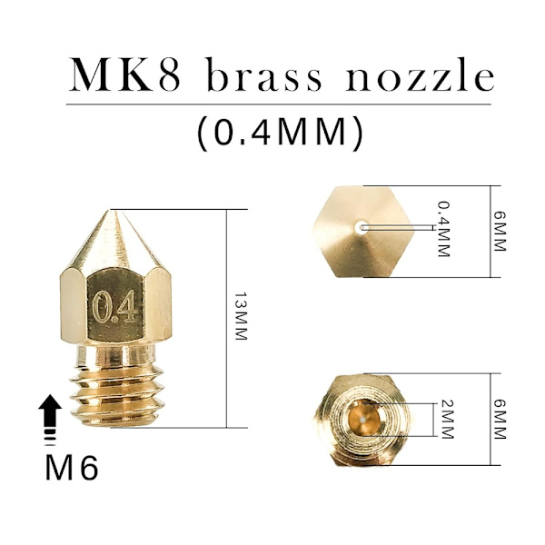 25 stk 3D-skriver MK8 dyse sett MK8 dyser