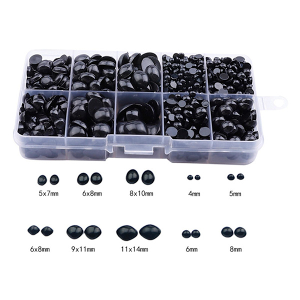 1/2 1000 st plast säkerhetsögon och näsor DIY hantverk sömnad 1 Set