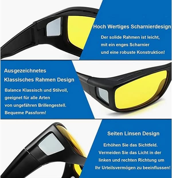 2-pack mörkerkikare för bilförare, tonade polariserade linser (svart/gul).[qb]