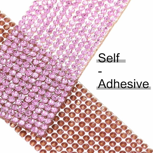 Pink4 itseliimautuva strassi nauha kristalli koriste tarra itseliimautuva kristalli strassi timantti nauha (4 riviä + 6 riviä + 8 riviä + 10 riviä)