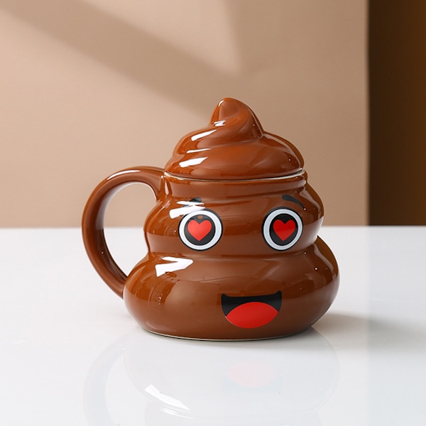 Buskis Prank Poop Keramikmugg med Sked Flerfunktionsvattenkopp för Kvinnor Män D