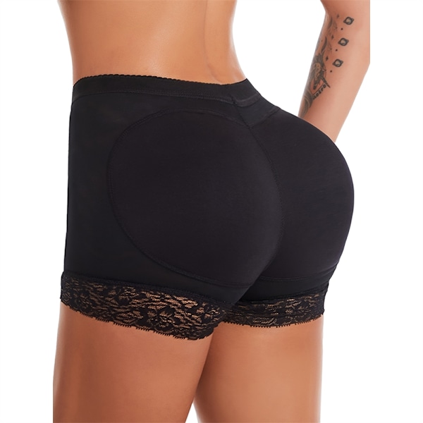 Kvinnors höftformare rumplyftare höftförstärkare vadderade underkläder shapewear spetsdyna kontroll body shaper svart Black XL