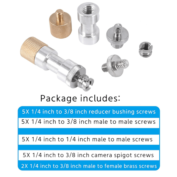 22-pack kameraskruvsadapter 1/4 till 1/4 skruv 1/4 till 3/8 stativ S