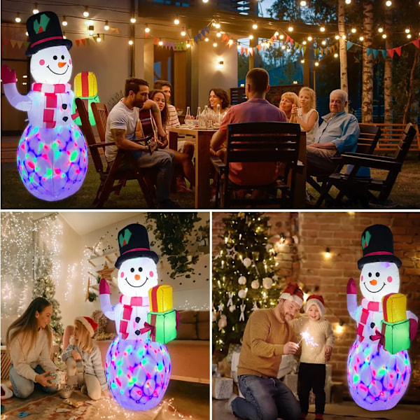 5FT/1,8M Oppustelig Snemand LED Juledekoration Lysbelysning Indendørs Udendørs Dekoration Luftpumpe Varmt Lys Atmosfære 0001-1.5M-2 0001-1.5M-2 US PLUG
