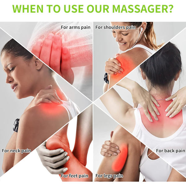 Rygg- och nackmassageapparat, Shiatsu nedre ryggmassageapparat med värme - djupvävnadsmassage för axlar, nacke, rygg och ben