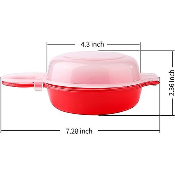 2-pack mikrovågsugnsäggkokare 1 minut hamburgare omelett kokkärl (röd och klar)