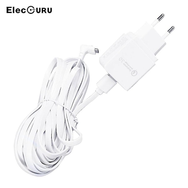 Waterproof 30ft/9m Charging Cable with Power Adapter for Arlo Pro 2/pro/go/light Camera Arlo Camera Accessories Quick Charger（EU，White）