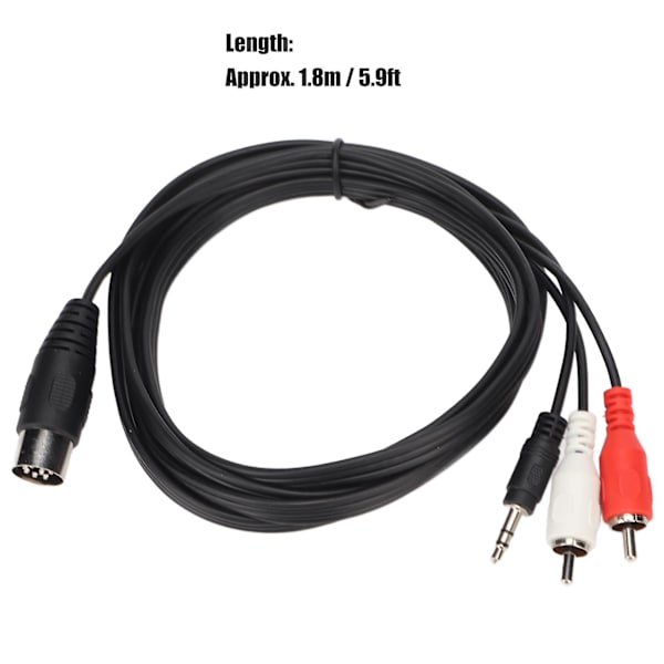 DIN 8-ben til 3,5 mm 2 RCA-kabel Han til Han Stor DIN-lydadapterledning til forstærker, receiver, subwoofer 1,8 m Solid Normal