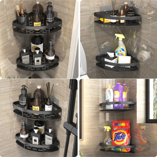 Hjørne brusebad caddies badeværelse arrangør hylde sort REKTANGEL sort black rectangle 1pc