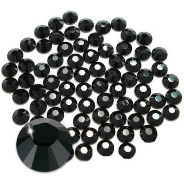 576 st Lim-Fixerade Platta Rhinestone Glas Diamant Pärlor för Nagelkonst Hantverksdekorationer Kläder Skor Jet[qb] Jet 576pcs